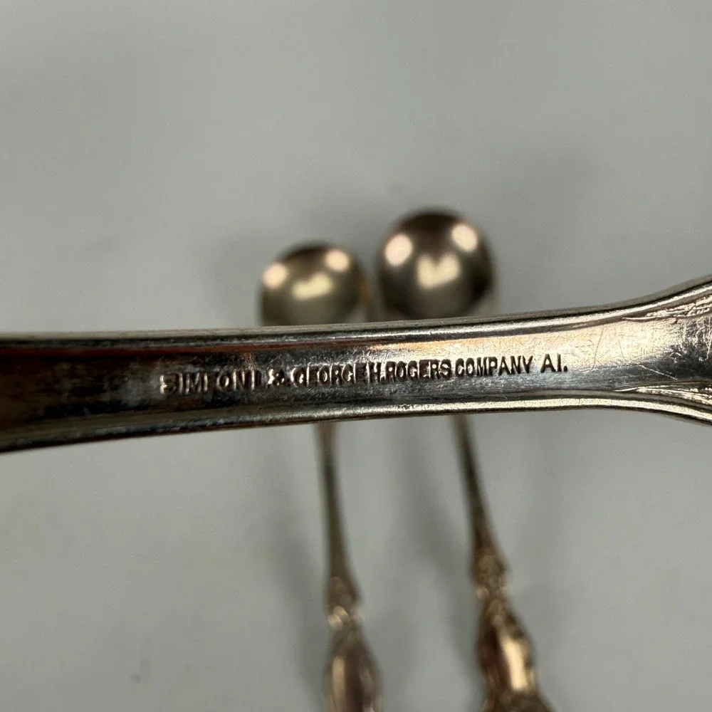 LOT OF 3 Simeon L & George Rogers Silverplate Large Oval Soup Spoons 1903 Orchid